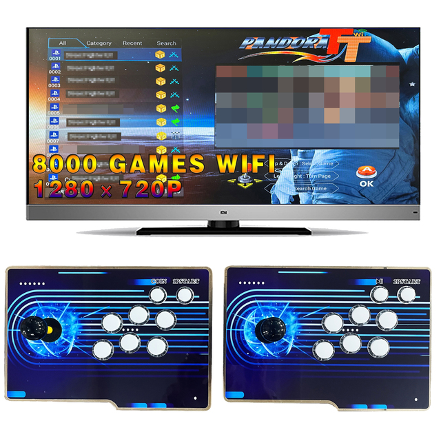 8000 1 Classic 2 Player Split Vintage Arcade Console Video Game 3D WIFI Game Board Box Joystick English Metal Acrylic Customized