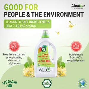 Nước giặt quần áo AlmaWin dạng lỏng, màu sắc tươi sáng, 1.5L - 20 lần giặt, hương hoa Linden, làm sạch rạng rỡ, nước giặt trẻ em - Product Image 5