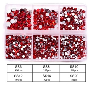 Oleeya Factory Bulk Wholesale Price 1200pcs Mixed 6 Sizes Crystal AB Rhinestones Glass Non Hotfix Nail Rhinestones - Product Image 4