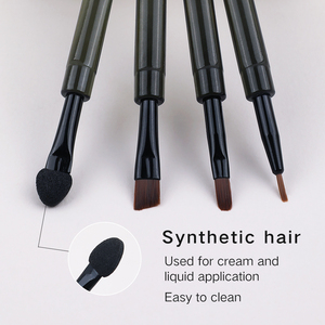 Lot de 4 mini-pinceaux à paupières à manche court, professionnels pour détails, correcteur, sourcils et estompage – Ensemble de pinceaux cosmétiques - Product Image 2