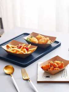 Caja de embalaje de alimentos de papel Kraft, bandeja con forma de barco para restaurante, venta directa de fábrica - Product Image 5