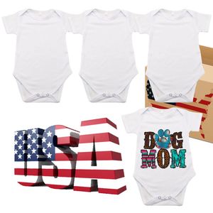 En Stock, Logotipo Personalizado de Fábrica, Tallas Unisex Americanas, Mameluco de Manga Corta para Bebé, Blanco para Sublimación - Product Image 3