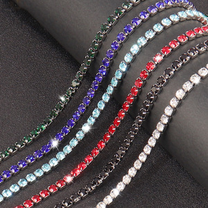 Collier tennis PFT en acier inoxydable 4 mm avec zircon, chaîne à griffes incrustée de diamants de couleur simple, accessoires pour hommes <span class=keywords><strong>et</strong></span> femmes - Product Image 2