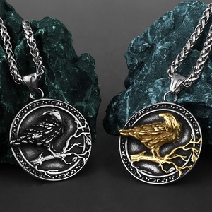 Heren Vintage Roestvrijstalen Viking Raaf Vogel Hanger 2022 - Product Image 2