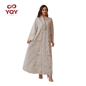 Abito Lungo in Rete Jacquard Floreale Stampato Stile Turco Taglie Forti da Donna - Product Image 4