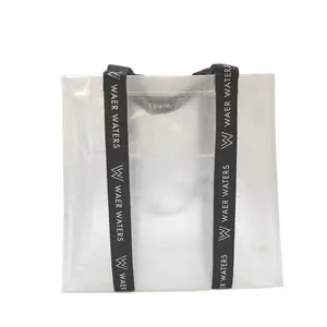 Eco Friendly Transparent PP woven Recyclable Wine Shopping Bags Tote Wholesale Custom Logo With Long Handles