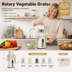<span class=keywords><strong>Râpe</strong></span> à légumes rotative avec 5 lames, trancheuse manuelle pour pommes de terre, concombres, carottes, fromage - Product Image 1