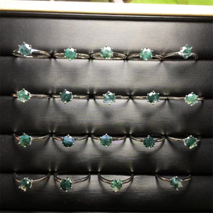 Wholesale Crystal Rings Fashion Jewelry Green <strong>Gem</strong> S925 Silver <strong>Moss</strong> <strong>Agate</strong> Rings for Gifts - Product Image 3