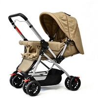 Poussette bébé pliable portable 360 °   Poussette pour bébé à poignée réversible et position haute avec grand panier de rangement