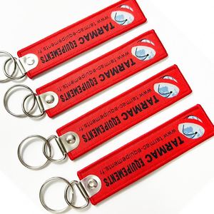 <b>Custom</b> Logo Fabric Embnroidery Keychain Personalized Merrow Border Woven Chain <b>Key</b> Tag - Product Image 3
