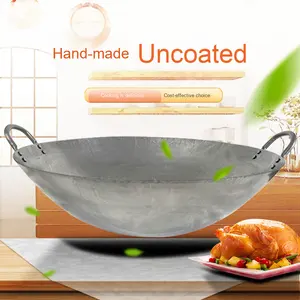 <span class=keywords><strong>Wok</strong></span> en fer forgé à la main, design traditionnel à l'ancienne, non revêtu, pour la cuisine domestique, le bois de chauffage, pour les hôtels commerciaux, les cantines - Product Image 2