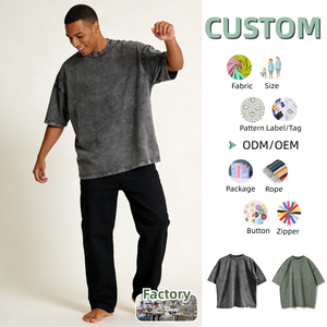 T-shirt pour homme en coton tricoté lavé, taille plus, manches courtes, t-shirt pour homme en coton tricoté lavé, OEM Fried Snowflake - Product Image 1