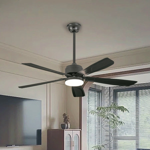 52 Inch Industrial <b>Ceiling</b> Fan with <b>Light</b> Black and <b>Remote</b> <b>Control</b> 6-Speed Reversible DC Motor Dimmable for bedroom kitchen - Product Image 3