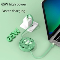 Câble rétractable 6-en-1 à charge rapide PD 60W avec boîte de rangement numérique multifonctionnelle à 4 vitesses réglables