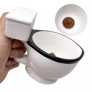 Taza de cerámica de broma para inodoro, taza de café, té, leche, helado, taza de porcelana para caca divertida, regalo