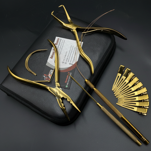 Kit d'outils d'extension de cheveux plaqué or avec logo personnalisé pince à coudre en acier inoxydable pinces et ciseaux pour cheveux humains - Product Image 1