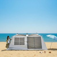 Tenda Pantai Portabel Besar dengan Jendela Berjaring, Tempat Berlindung dari Sinar Matahari untuk Keluarga, Mudah Dipasang, untuk Berkemah, Piknik, Memancing & Bepergian di Luar Ruangan.