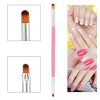 Pinceau à ongles professionnel pour poudre, dégradé et points de couleur, avec manche en nylon à virole sertie, double usage : stylo à halo et stylo à double frottement