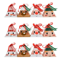 Bolsa de Regalo Navideña con Diseño de Papá Noel, Reno, Muñeco de Nieve y Duende, Plegable Triangular, Reciclable, con Forro de Esponja, para Alimentos para Bebés, con Cinta y Etiqueta