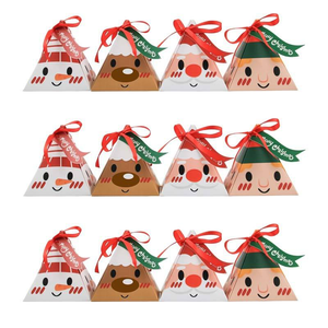 Sac cadeau pour bébé en éponge pliable triangulaire recyclable avec doublure, motif Père Noël, rennes, bonhomme de neige, elfes, ruban et étiquette - Product Image 5