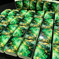Green Gold Marble Swirl Artisan Mechanical Keyboard Keycaps Custom Resin Artisan Keycap Set OEM Wholesale