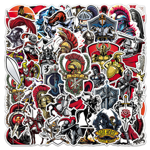 50Pcs PVC Vintage Medieval Knight Warrior Die Cut <strong>Stickers</strong>, Cartoon Themed Waterproof Decals for Motorcycle Helmet Decor - Product Image 2