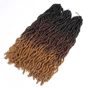 Nieuwe Golvende Zeemeermin Gpsy Locs Hair Extension 3Tone Color Ombre Faux Locs Gehaakt Vlechten Haar