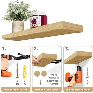 Étagères flottantes en bois pour mur Ensemble de 2 étagères flottantes <span class=keywords><strong>longues</strong></span> de ferme Étagères en bois pour salle de bain pour montage mural - Product Image 3