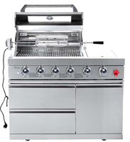 Barbecue modulaire en acier inoxydable de luxe, design moderne, pierre artificielle intégrée pour les rassemblements en plein air