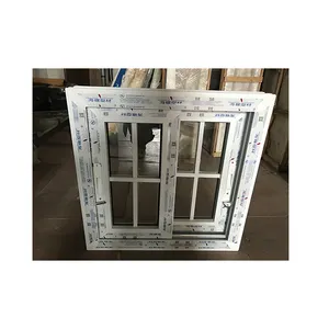 Energy saving double glass PVC/UPVC profile sliding residential windows with grills