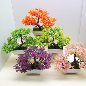 Planta Artificial en Maceta, Bonsái <span class=keywords><strong>de</strong></span> Pino Pequeño <span class=keywords><strong>de</strong></span> 3 Ramas, Simulación, Venta al por Mayor, Planta Verde Artificial <span class=keywords><strong>de</strong></span> Plástico Barata, Multicolor, para Escritorio o Ventana - Product Image 3