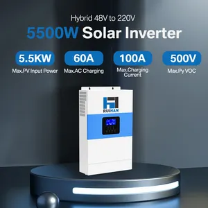 5.5KW 태양 인버터 5kw 5kva 오프 그리드 순수 사인파 48V 220V 전원 패널 5.6KW 5.5KVA MPPT 하이브리드 태양 인버터