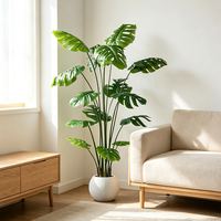 Plante artificielle Monstera en pot en plastique, fausse feuille tropicale, pour décoration intérieure, jardin, arrangement floral de mariage, durable et de haute qualité
