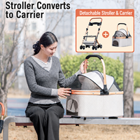 Poussette pliable pour animaux de compagnie (chiens et chats) OEM, chariot à 4 roues avec laisse de sécurité et maille respirante pour animaux de compagnie de grande, moyenne et petite taille
