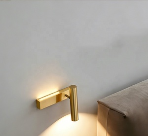 Lampe murale LED en cuivre de style <span class=keywords><strong>italien</strong></span>, luxe léger, pour chambre d'hôtel, lecture au chevet, ambiance, avec projecteur orientable - Product Image 3