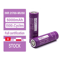 Baterai Lithium Ion 21700 INR21700-MU50 3.6V 5000mAh 70A High Discharge 1500 Siklus Stok HK PL untuk Perakitan Paket Baterai