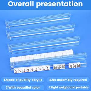 4PCS Modern Acrylic Mahjong Racks with Built-In Pushers <b>Clear</b> American Tile <b>Table</b> Made in China - Product Image 5