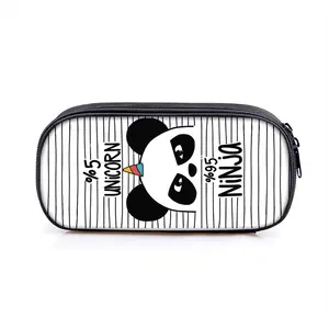 Bulk kids study mate expandable pen pouch boxes polyester custom printed panda pencil case bag