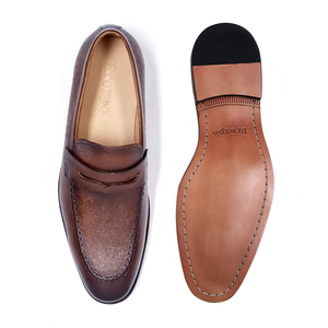 Chaussures en cuir véritable à bout rond et à enfiler |   Chaussures habillées pour hommes pour le bureau, les mariages et les occasions formelles - Product Image 6