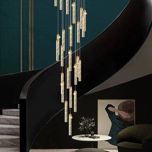 JYLIGHTING Lámpara de <span class=keywords><strong>Techo</strong></span> Colgante Moderna de Cristal en Espiral para Escaleras, Lámpara de Araña Larga para <span class=keywords><strong>Comedor</strong></span> de Villa - Product Image 1