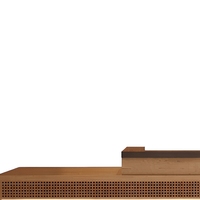 Comptoir de réception droit moderne à deux niveaux avec éclairage LED, taille et couleur personnalisables, pour hôtel, bureau, hall d'entrée