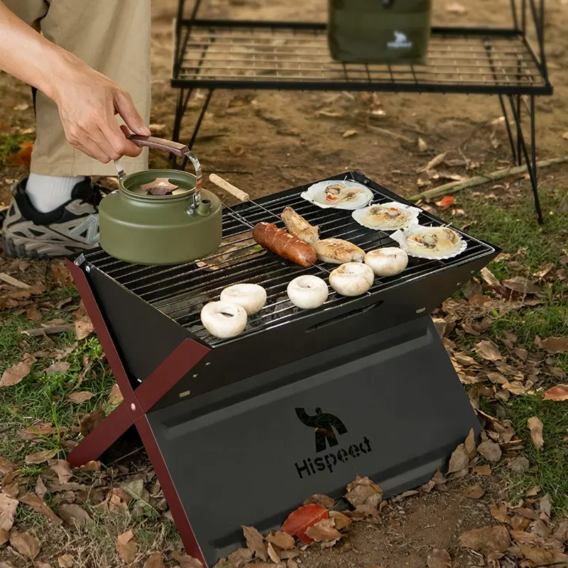 Set da cucina all'aperto con la HISPEED stufe da campeggio e accessori per attrezzature in ferro pieghevole da campeggio all'aperto fornello portatile ultraleggero