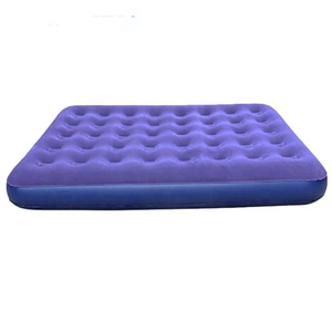 Materasso Gonfiabile Rialzato Blu Navy Floccato, Letto ad Aria Gonfiabile Singolo, Matrimoniale, Queen Size - Product Image 3