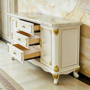 Credenza Europea <span class=keywords><strong>con</strong></span> Piano in Marmo, Mobile da Pranzo in Legno Massello, Credenza Lunga per Soggiorno, <span class=keywords><strong>Arredamento</strong></span> per Casa e Hotel - Product Image 5