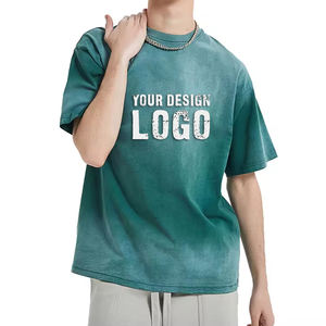 T-shirt pour homme en coton personnalisé, col rond, poids lourd, grande taille, de haute qualité, décontracté, vintage, lavé, surdimensionné - Product Image 1