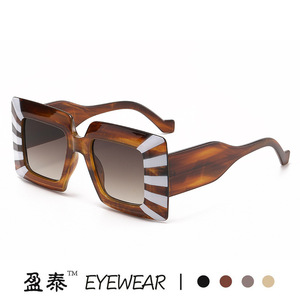 Yingtai Eyewear Large <b>Square</b> <b>Sunglasses</b> Blue PC Frame UV400 Women Fashion Style - Product Image 3