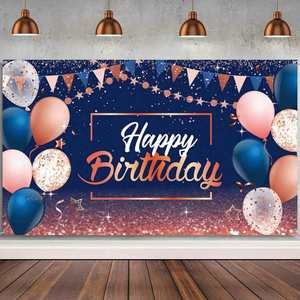 Birthday Backdrop Birthday Wishes Banner Photo Wall Decor Polyester Flag Fabric Custom <b>Atmosphere</b> Cloth - Product Image 2