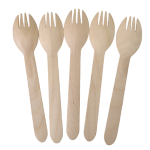 Fourchette-cuillère mini 2-en-1 écologique en bois de bouleau compostable – Ustensiles de luxe jetables pour la maison, les fêtes et le jardin - Product Image 5