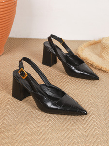 Xuanhui estate nuova moda taglie forti nero all'ingrosso sandali a punta Slingback con tacco alto pump <span class=keywords><strong>scarpe</strong></span> da donna - Product Image 5