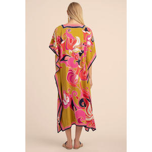 Kleurenprint Vakantiejurk Indiase Casual Gewaad Bikini Zonnebrandcrème Shirt Strand Cover Up - Product Image 5